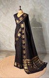 Black Chanderi silk cotton Saree - PBRFA2