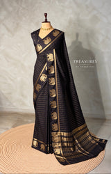Black Chanderi silk cotton Saree - PBRFA2