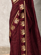 Deep Maroon Chanderi silk cotton Saree - PBRFA2G