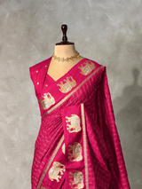Rani Pink Chanderi silk cotton Saree - PBRFA2H