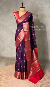 Dark wine and Red Silk saree - PBRZU7B
