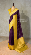 Purple and lime yellow Dola silk saree- PBRSB2H