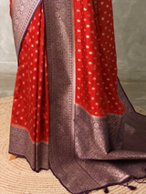 Orange and Purple Dola silk saree- PBRSB2D