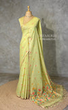 Lime Green Chanderi silk cotton Jamdani woven saree- PBRJ38E