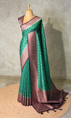 Aqua blue and Purple Dola silk saree- PBRSB2A