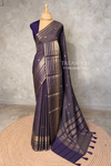 Navy Blue Viscose Tissue Silk Saree - PBRATH9B