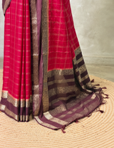 Dark pink and Wine Crepe silk saree- PBRSB3I