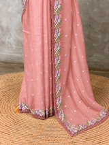 Peach Organza Designer saree- PBRCK7