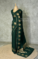 Bottle Green crape silk saree - PBRNAK2E
