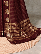 Deep Maroon Chanderi silk cotton Saree - PBRFA2G