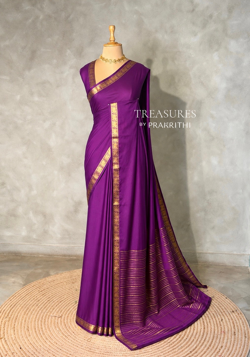 Violet Semi Mysore crepe Silk Saree - PBRMJ6