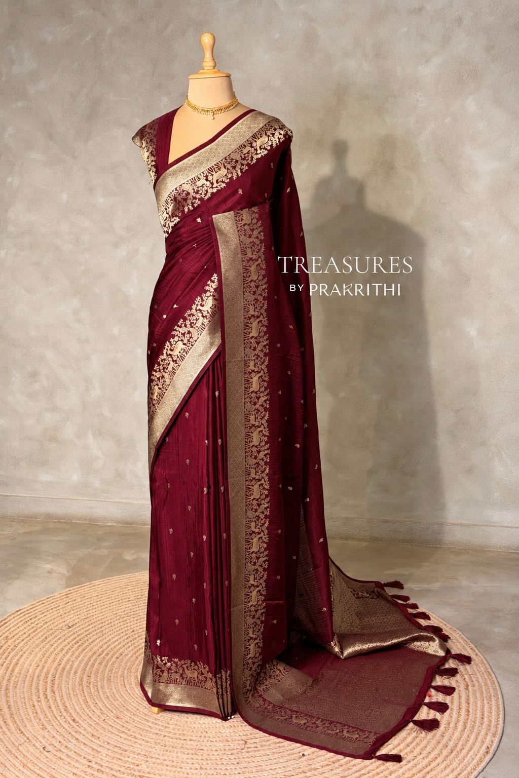 Maroon Viscose Silk Saree - PBRATH7E