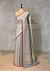 Dark Grey Premium katan Banarasi silk saree - PRAZ15A