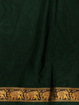 Dark green Semi Mysore crepe Silk Saree - PBRMJ6B