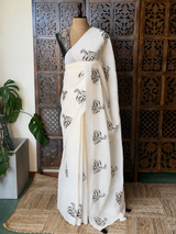Off white Chanderi cotton silk saree - PBR67A