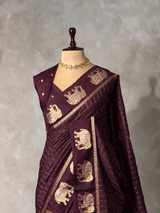 Deep Purple Chanderi silk cotton Saree - PBRFA2I