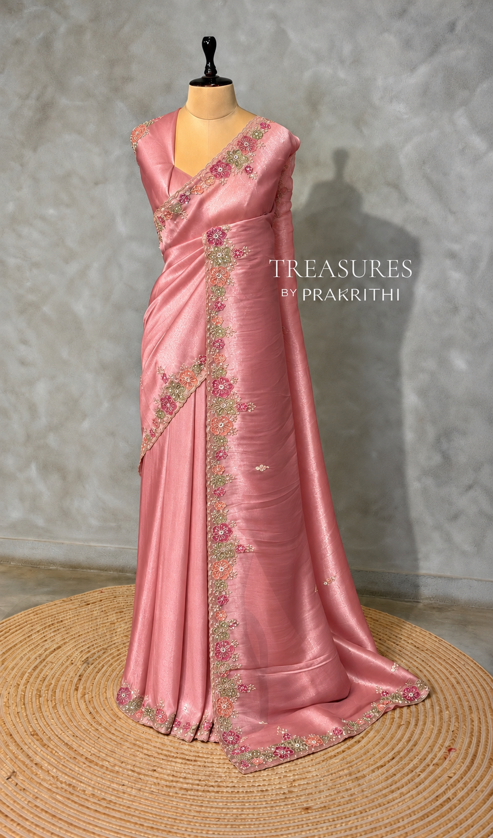 Pinkish Peach soft tissue silk Designer saree- PBRCK6E