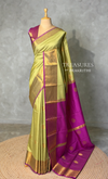Pastal Green and Magenta semi kanchipuram soft silk saree - PSSN231