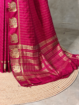 Rani Pink Chanderi silk cotton Saree - PBRFA2H