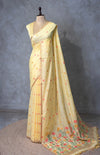 Pastal Yellow Chanderi silk cotton Jamdani woven saree- PBRJ38G