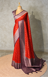 Orange and Purple Dola silk saree- PBRSB2D