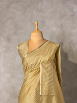 Light gold semi tusser silk saree - PBRSS3B