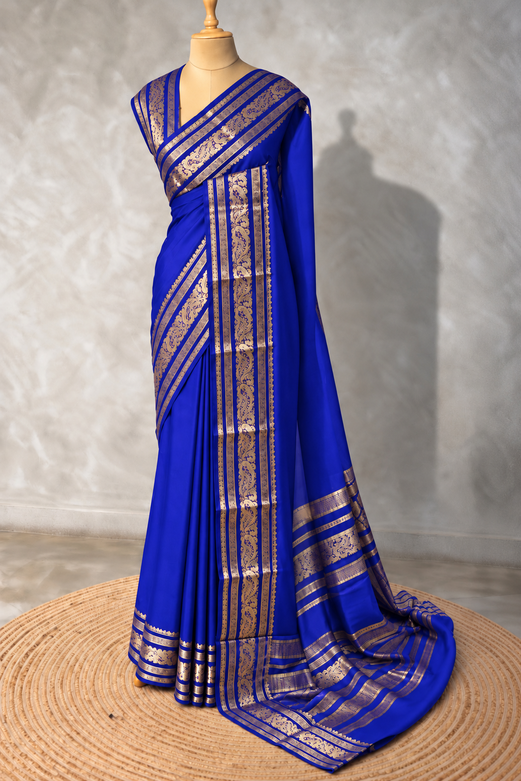 Royal Blue mysore crepe Silk Saree - PBRMJ10G