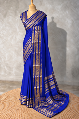 Royal Blue mysore crepe Silk Saree - PBRMJ10G