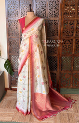 Off white Chanderi saree - PBR66E