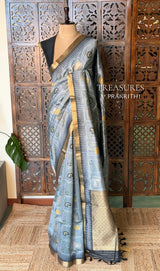 Grey Chanderi saree - PBR66F