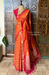 Orange Chanderi saree - PBR66H
