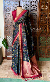 Black Chanderi saree - PBR66I