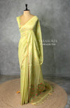 Pastal green Chanderi silk cotton Jamdani woven saree- PBRJ28