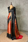 Orange and black tissue brocade banarasi silksaree -PFAZ16A