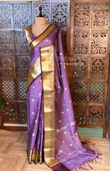 Dark lavender Semi banarasi silksaree -PFAZ12B