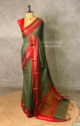 Green and Red chanderi cotton silk saree -PFAZ18D