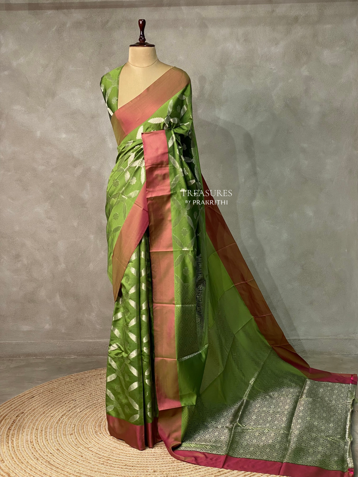 Parrot Green semi Banarasi silk saree -PMR1A