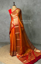 Mustard Yellow and Red silk saree -PFAZ19
