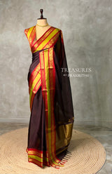 Deep Brown banarasi silk saree -PIH97