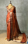 Rust orange banarasi silk saree -PASILK1