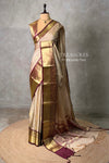 Sandal and maroon banarasi silk saree -PFAZ21