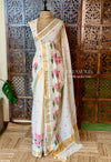 Off white soft semi linen saree -PONAM26N6
