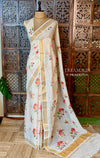 Off white soft semi linen saree -PONAM26N2