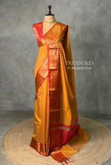 Yellow and Red banarasi silk saree -AISH20C