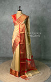 Sandal and Red banarasi silk saree -AISH20B