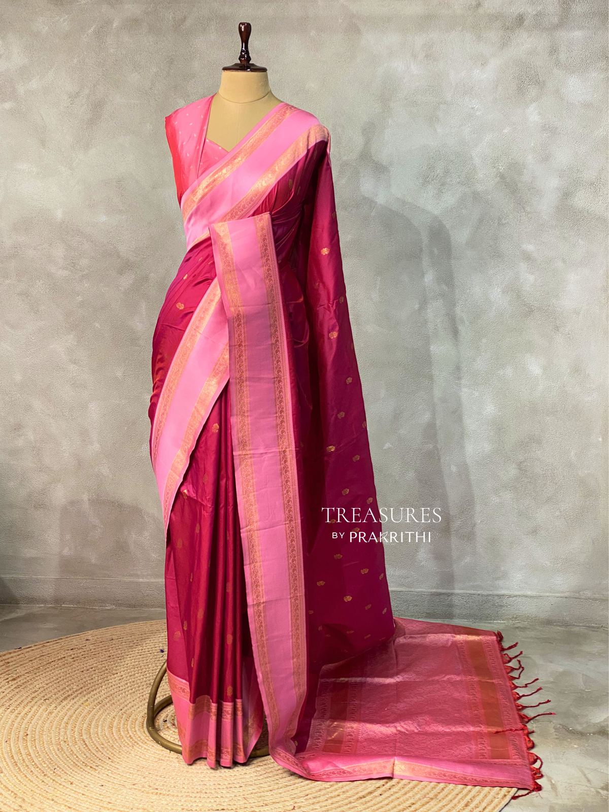 Deep magenta and Pink silk saree -BSP24
