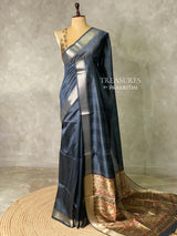 Bluish grey silk cotton saree- PBR49L