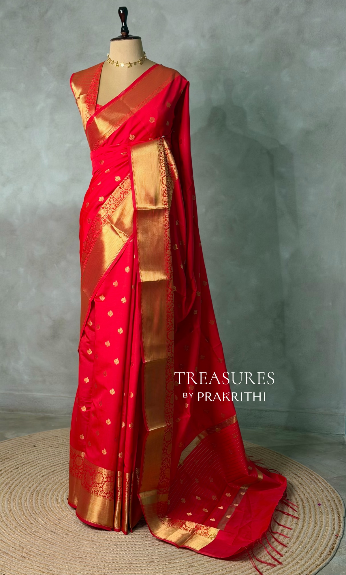 Red Pink Banarasi silk saree -RUK46B