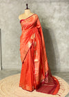 Peach and Maroon combo semi tusser saree- PST001B