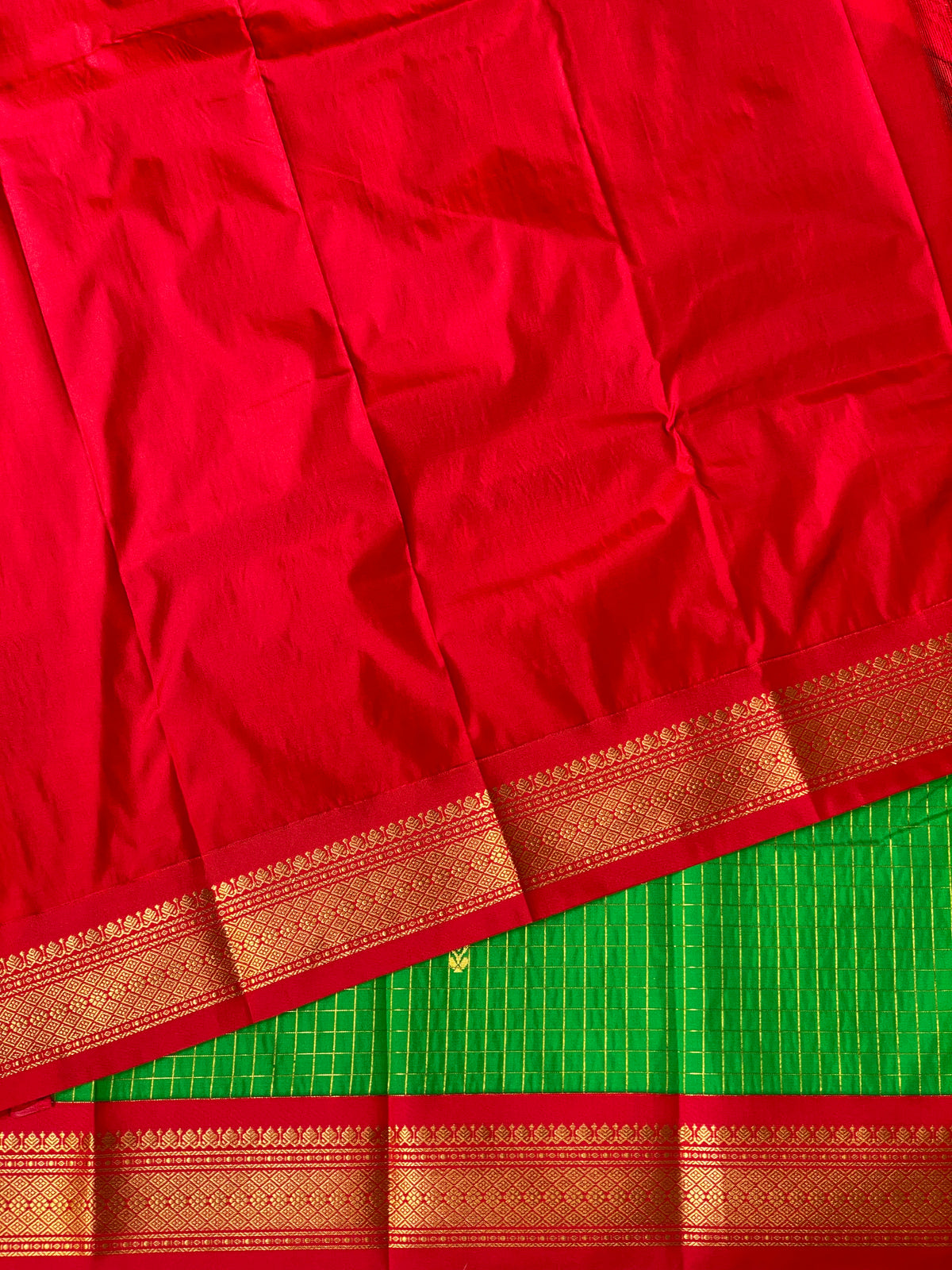 Parrot green and Red Traditional Kanchi silk - PKANCHIPARROT